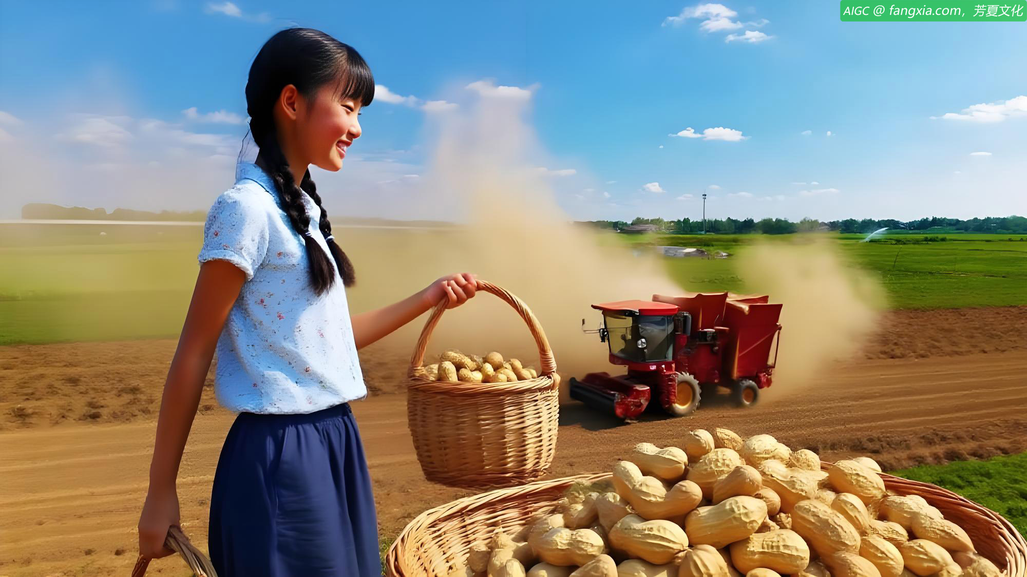 河南南阳：农民抢收早花生