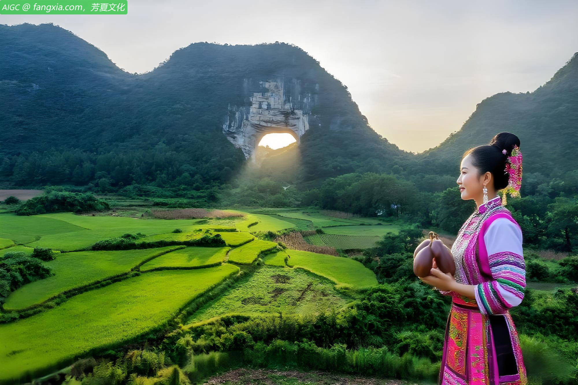 湖南省道县月岩风景区“金光穿洞”景观