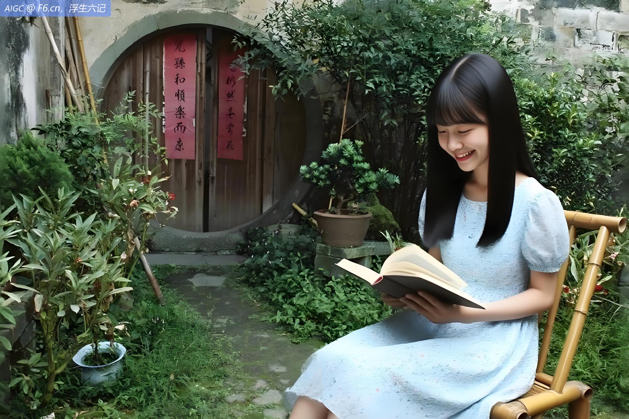 偷得浮生半日闲。一院、一茶、一书，足矣。