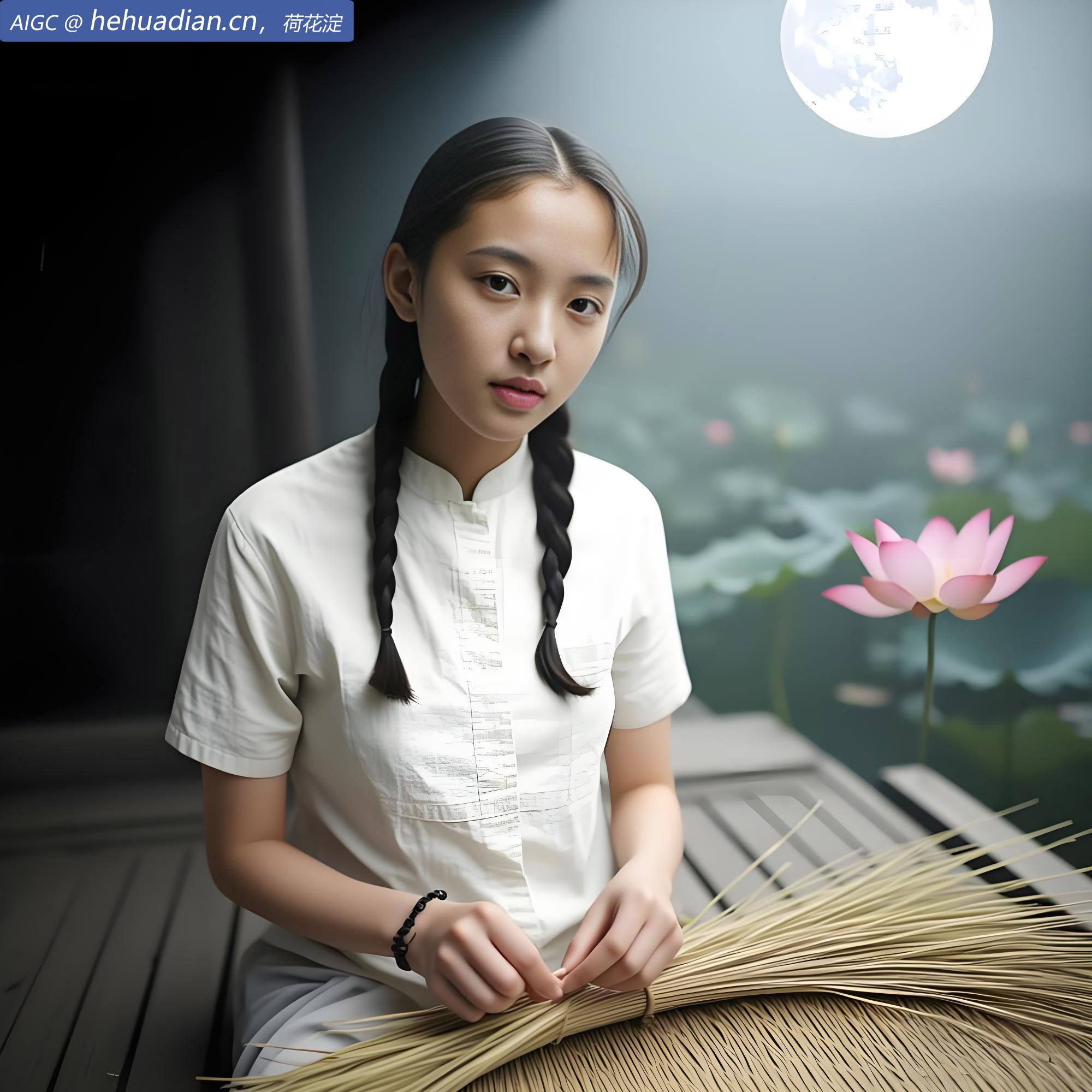 苇眉子又薄又细，在她怀里跳跃着。