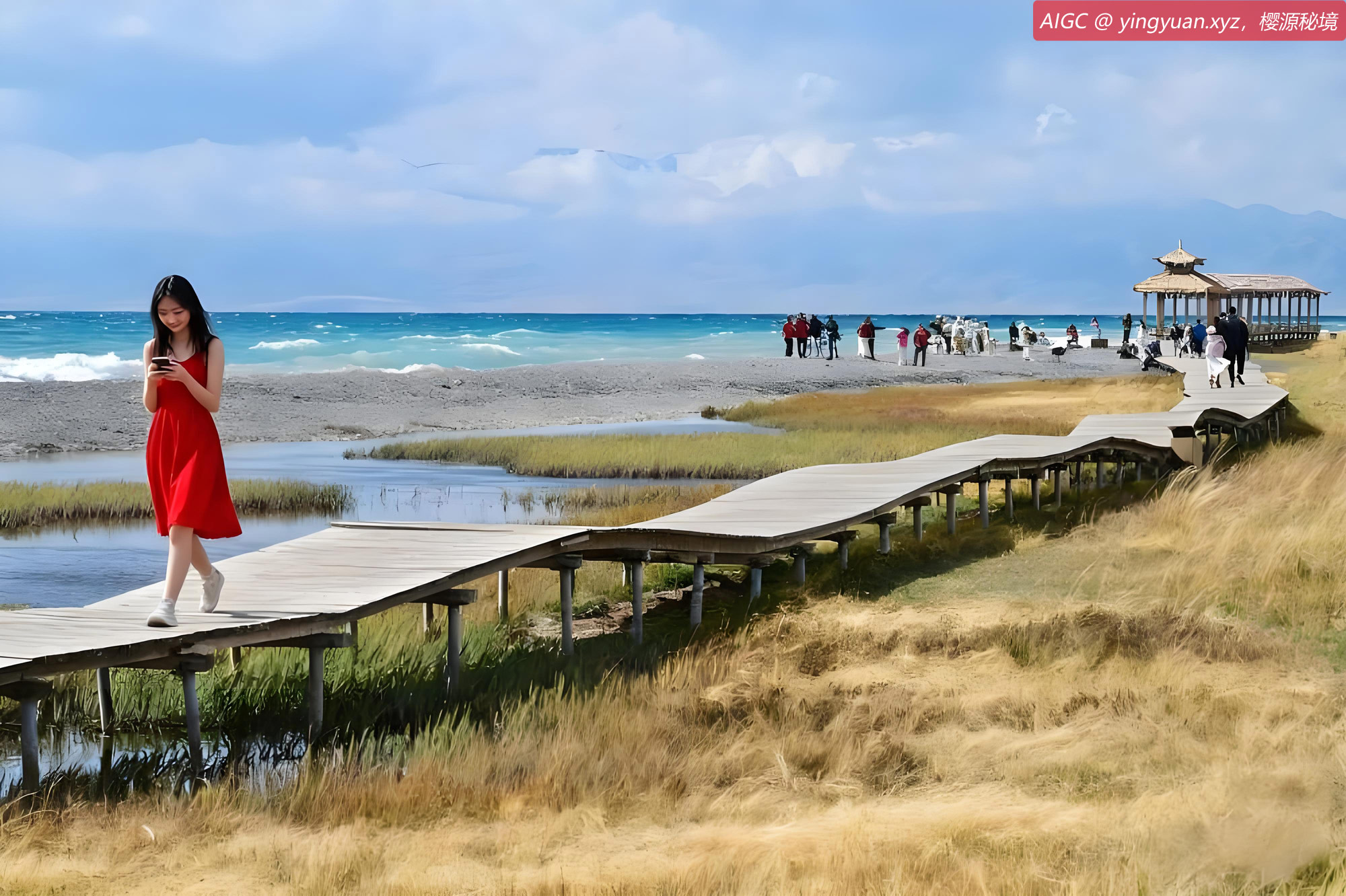 秋日里，赛里木湖碧波万顷，风景如画