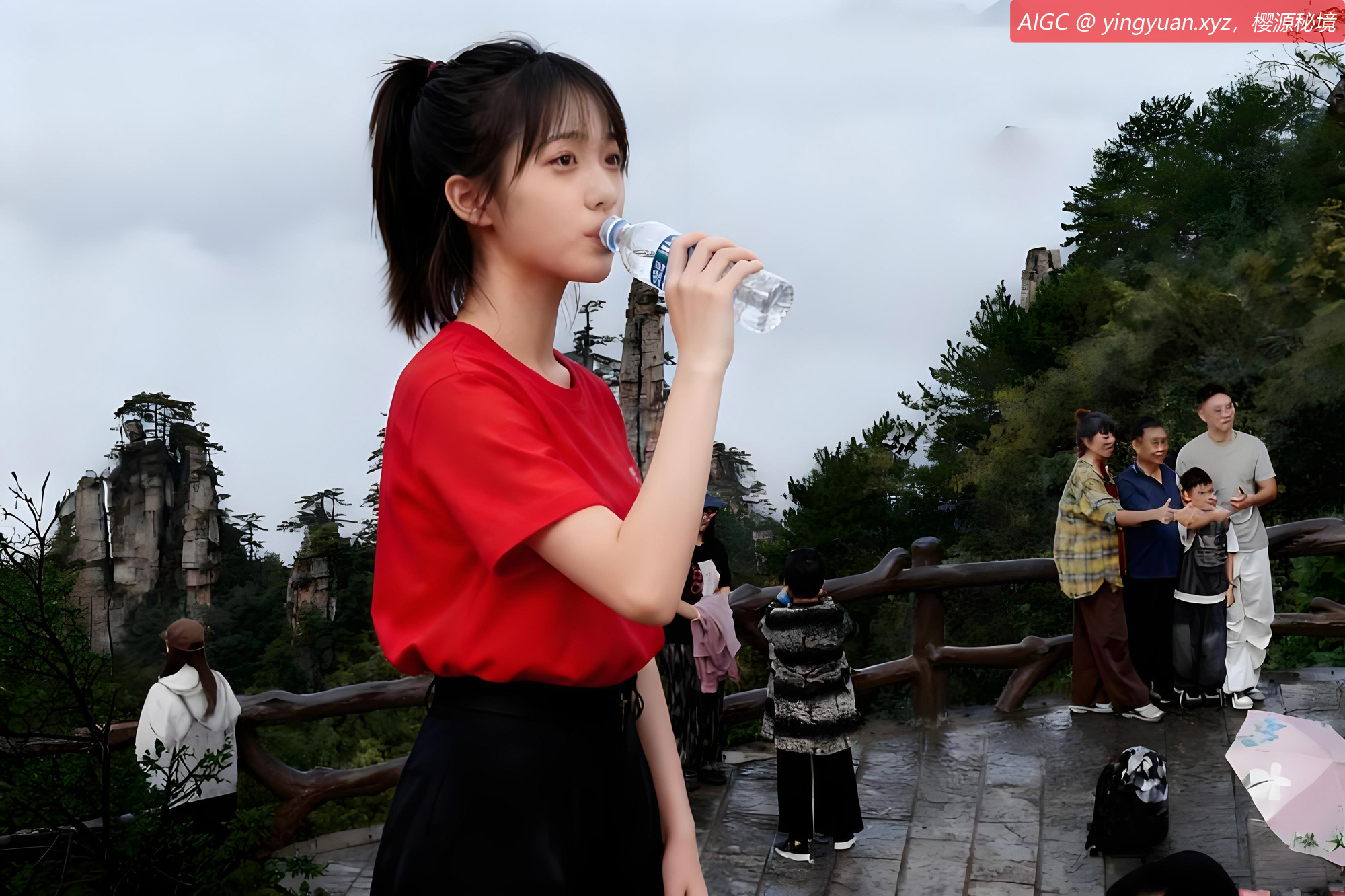 张家界天子山，云雾在峰峦叠嶂间蒸腾变幻