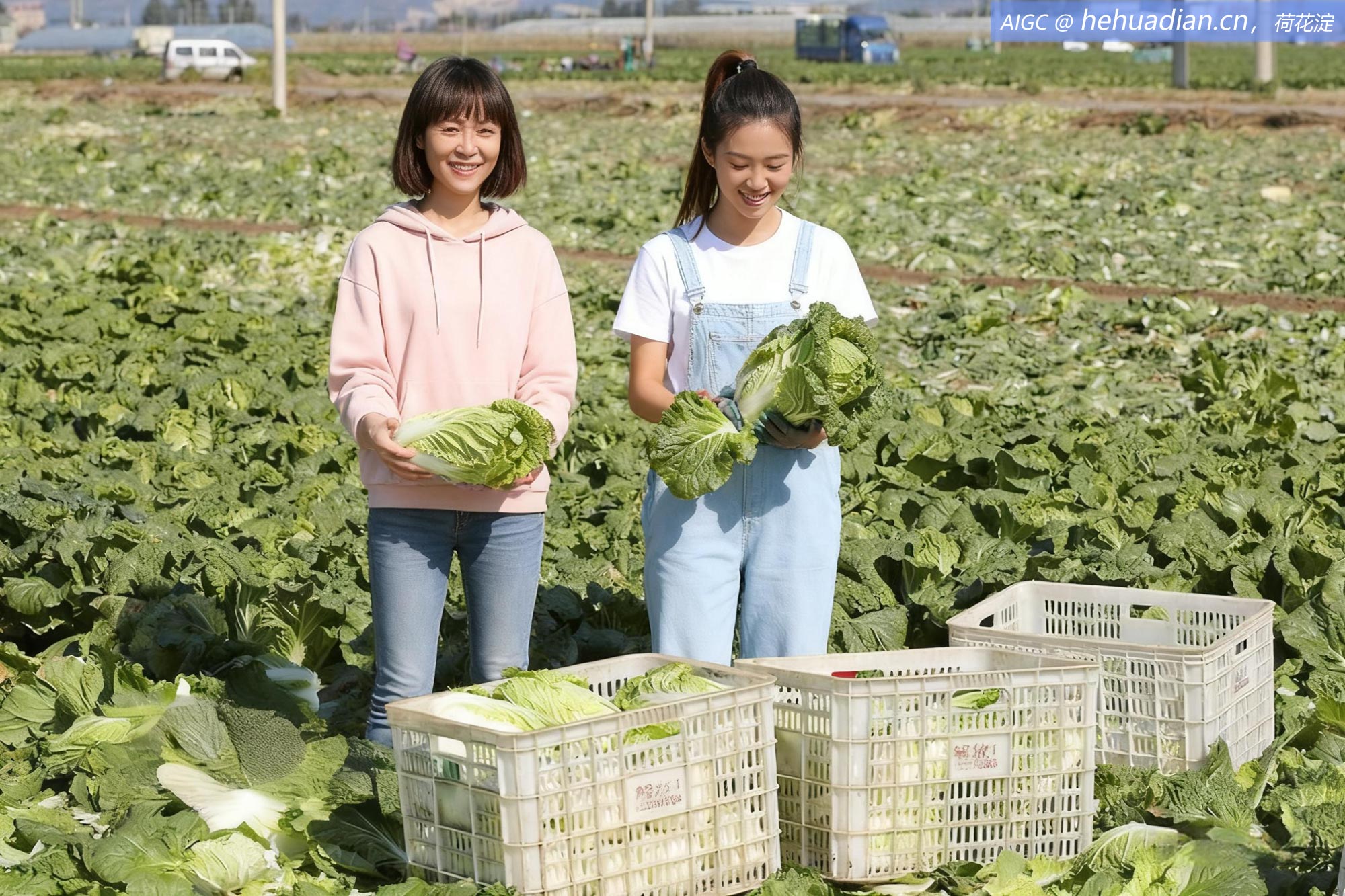 河北唐山市前独树村，农民正忙着采收、包装白菜