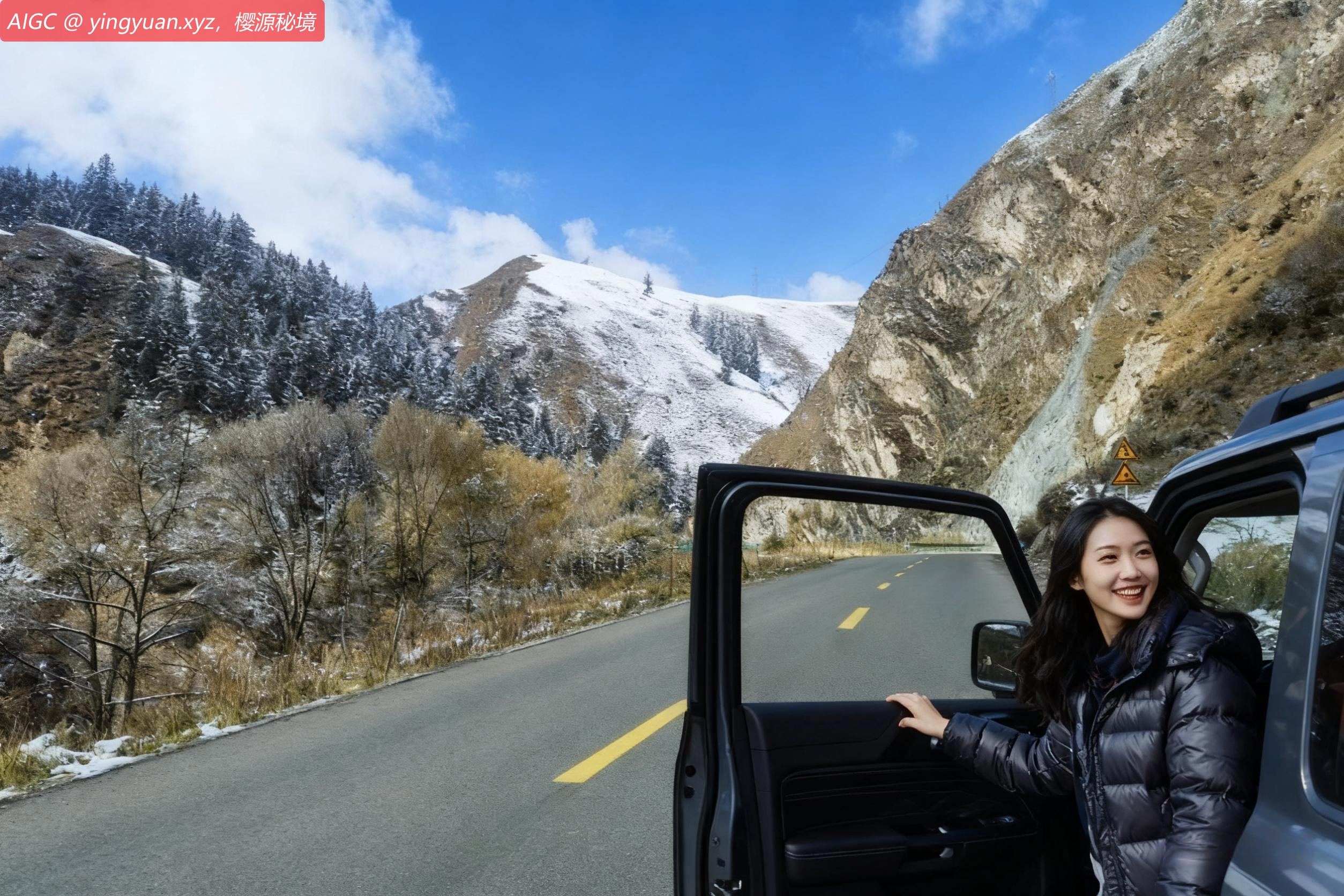 青海省祁连县迎来了降雪，山林草原披上了洁白的薄纱