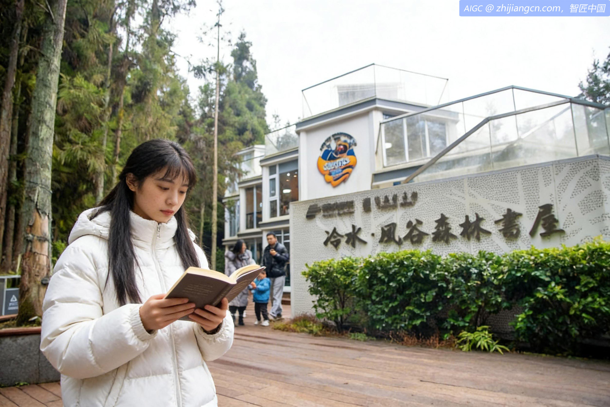 游客在“冷水风谷休闲度假营地”的“森林书屋”阅读书籍