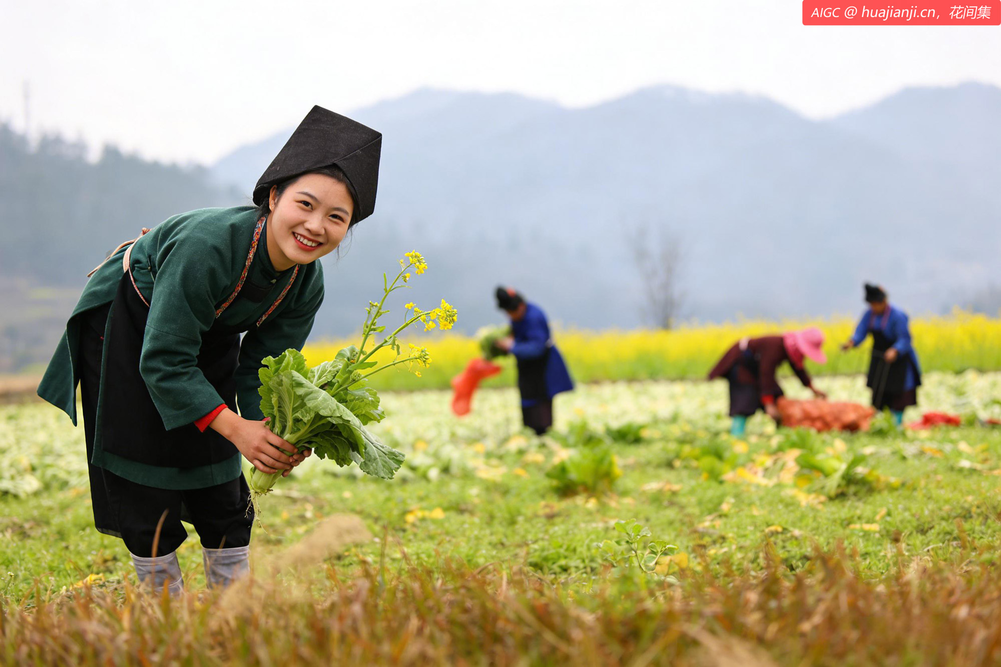 贵州丹寨，甲脚村芥菜种植基地，村民正在采收