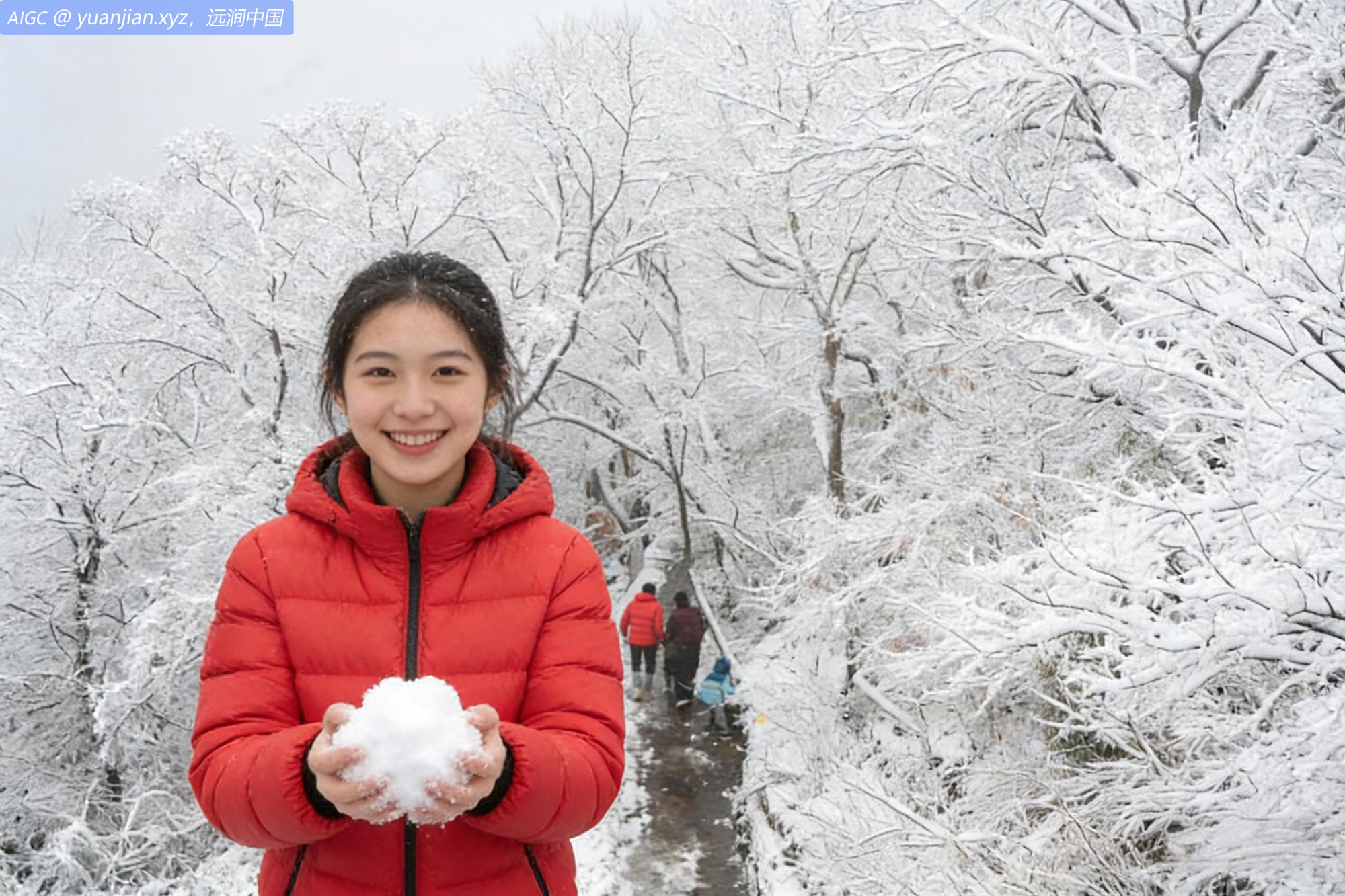 南京市雪后紫金山，雾凇缀满枝头如玉树琼花