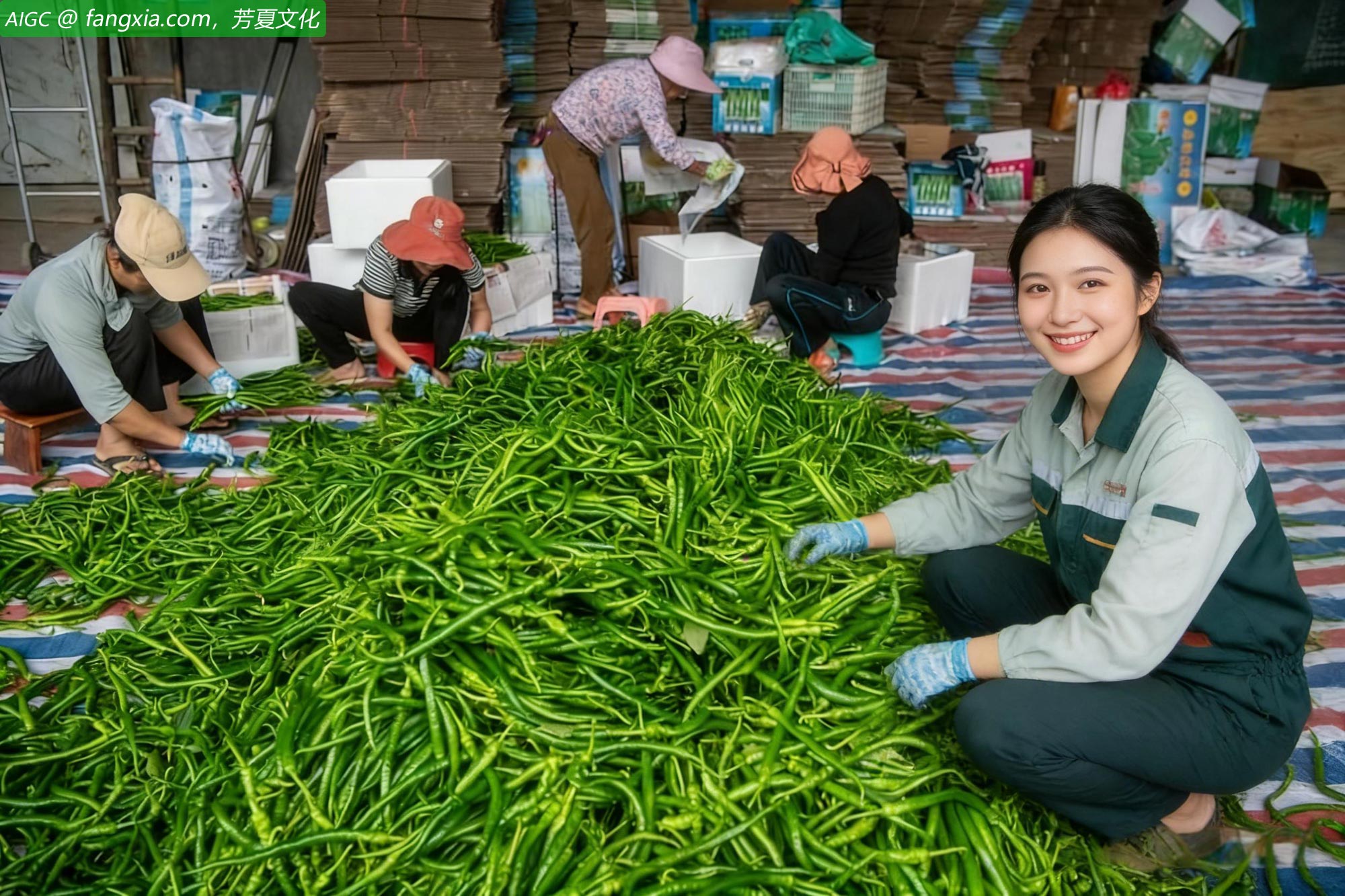 海南省琼海市塔洋镇农民采收辣椒
