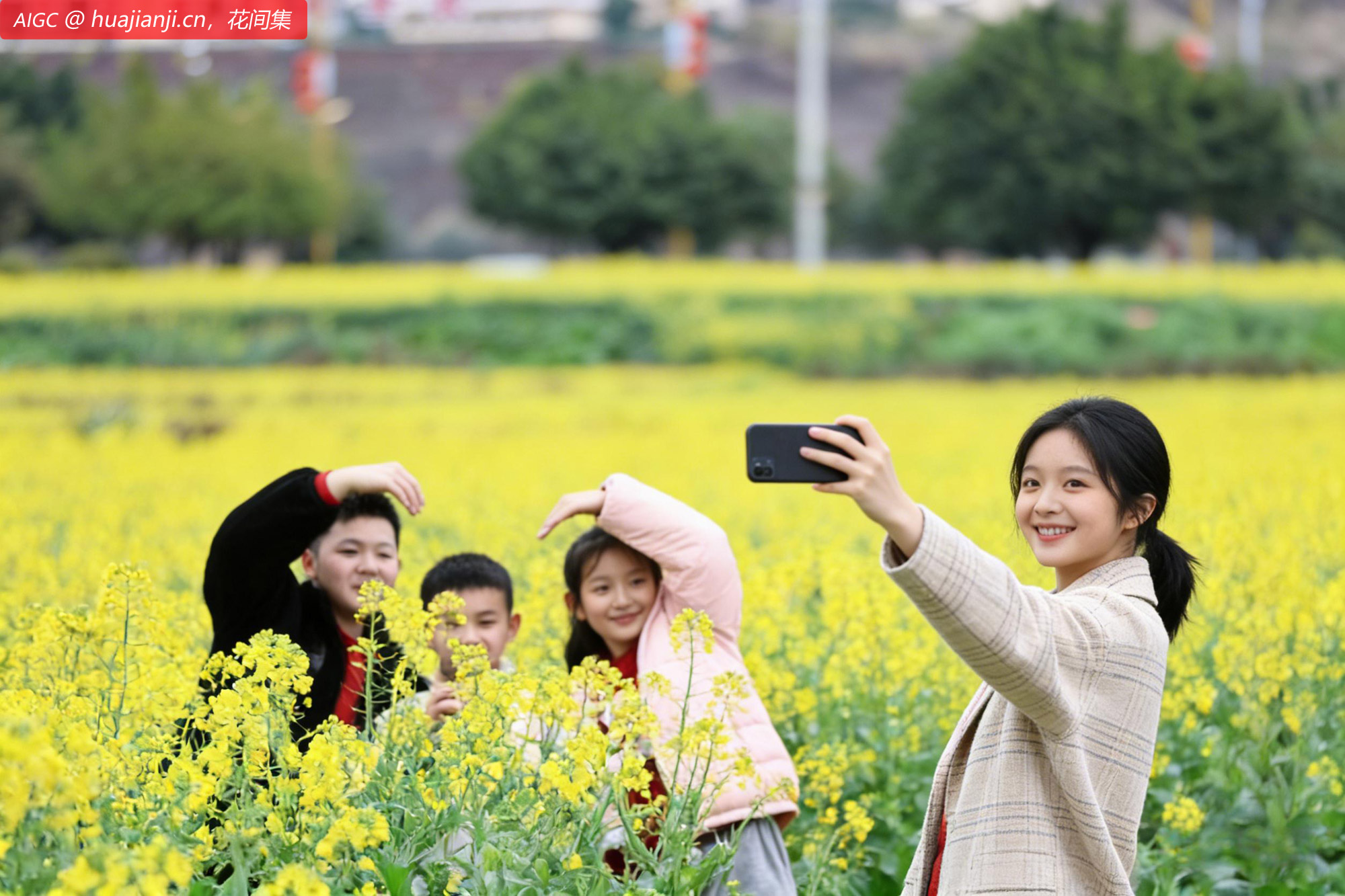 贵州黔东南州榕江县车江大坝，油菜花竞相绽放