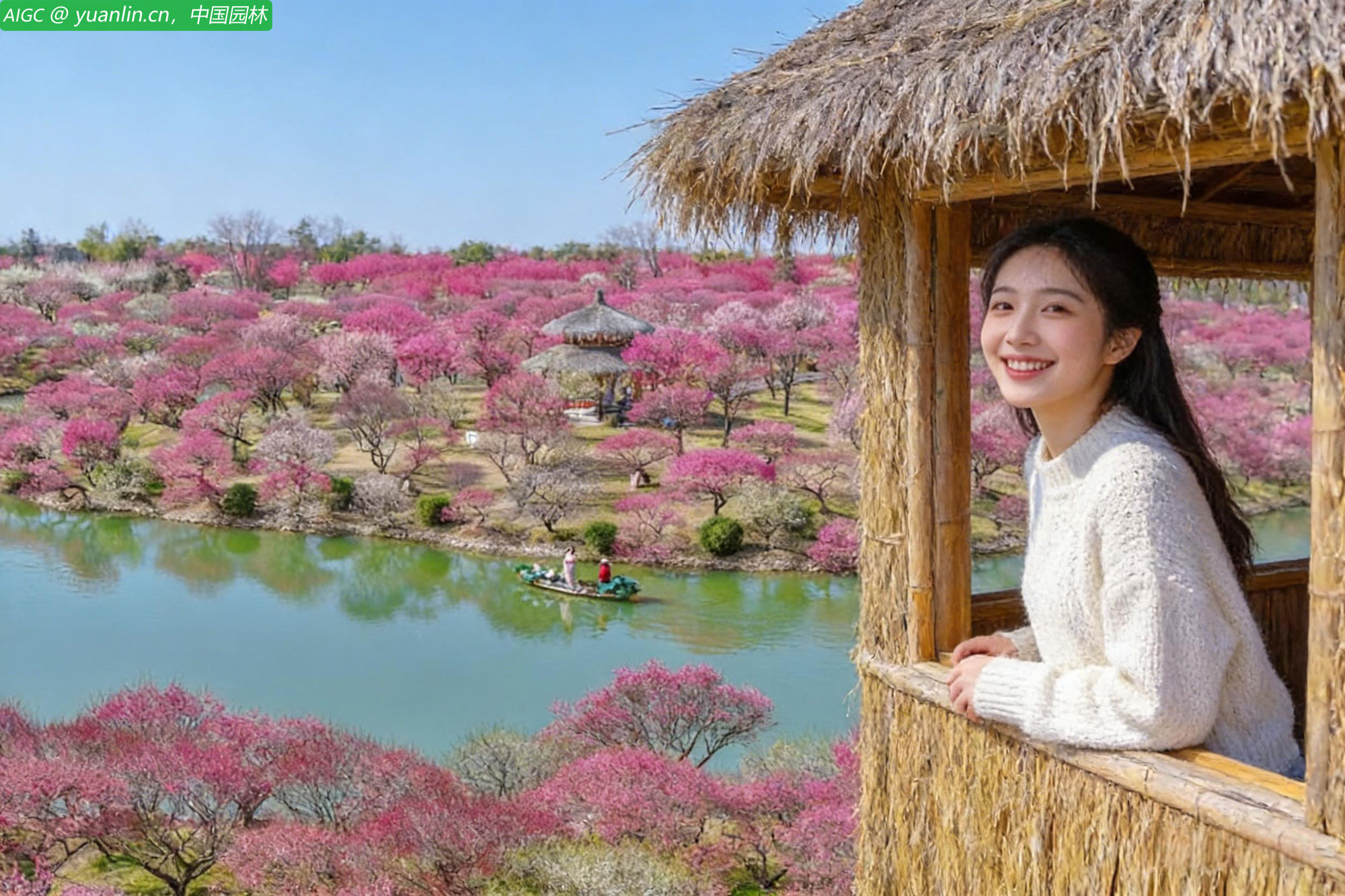 浙江省湖州市龙之梦东方盆景园内梅花竞相绽放