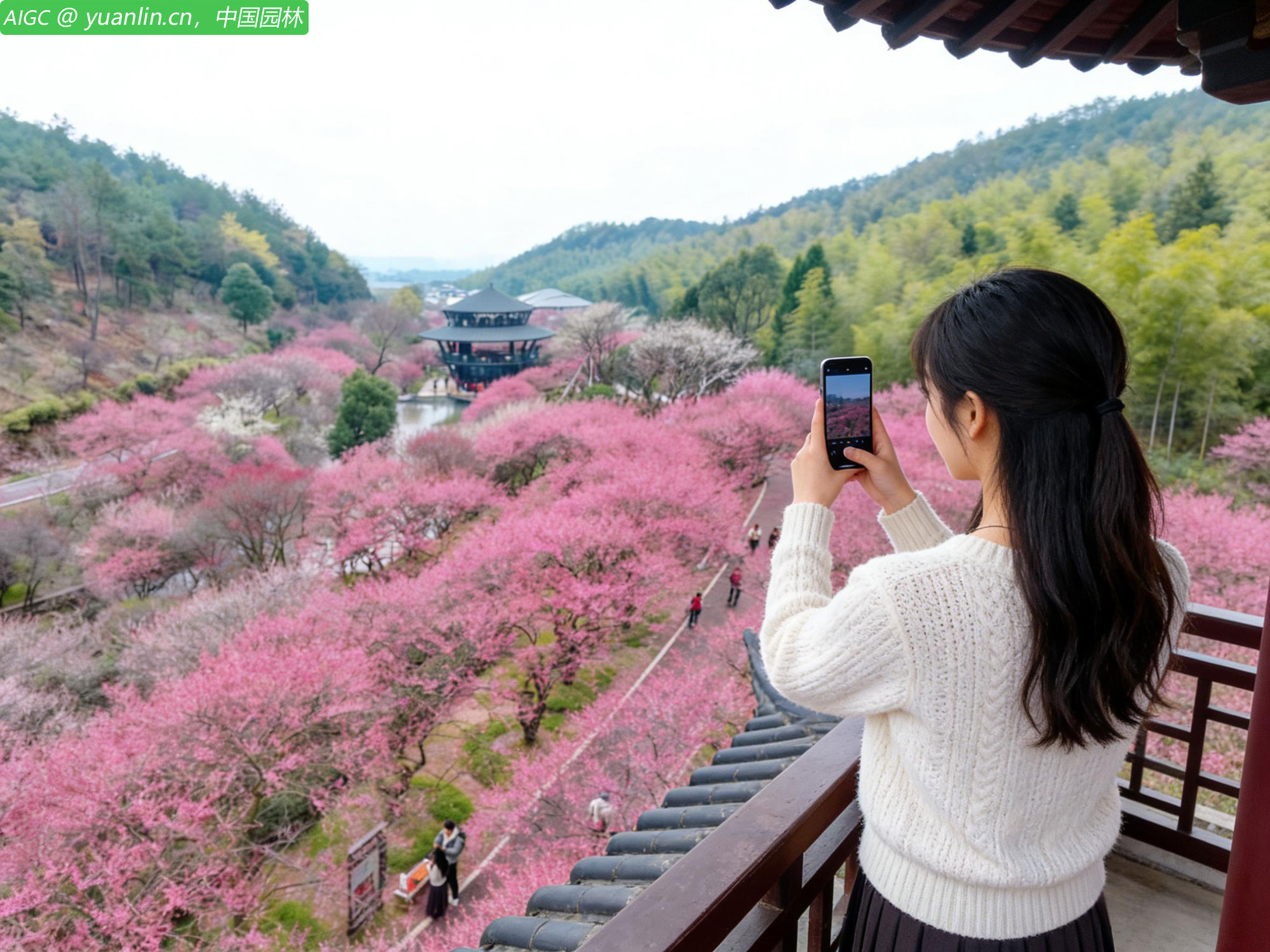 浙江湖州市长兴县东方梅园梅花竞相绽放