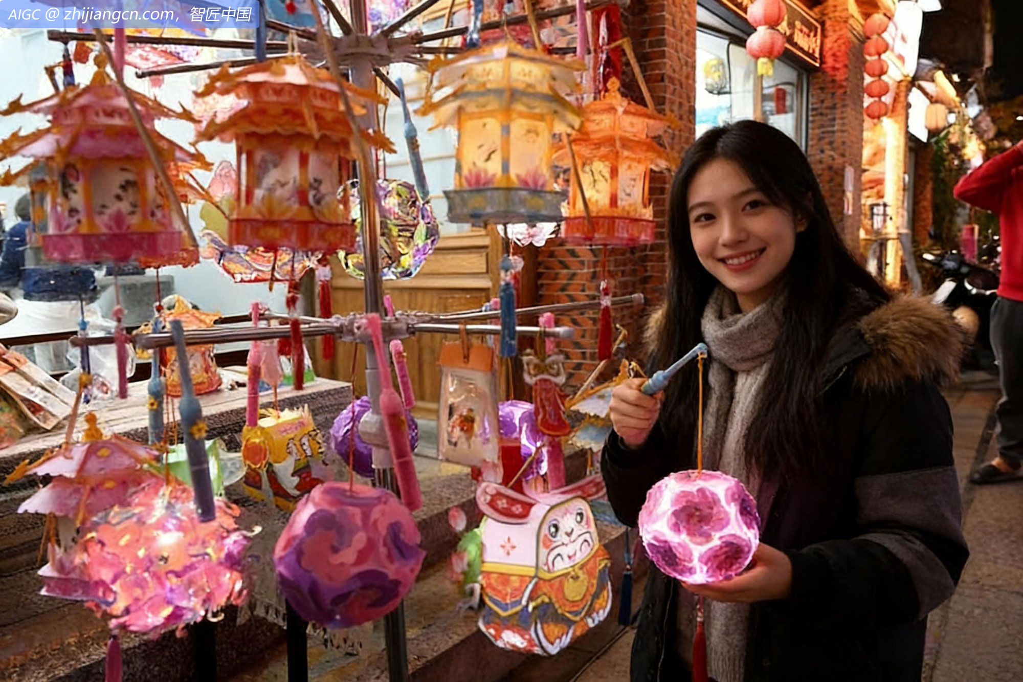 福建泉州古城区的手工花灯吸引众多游客