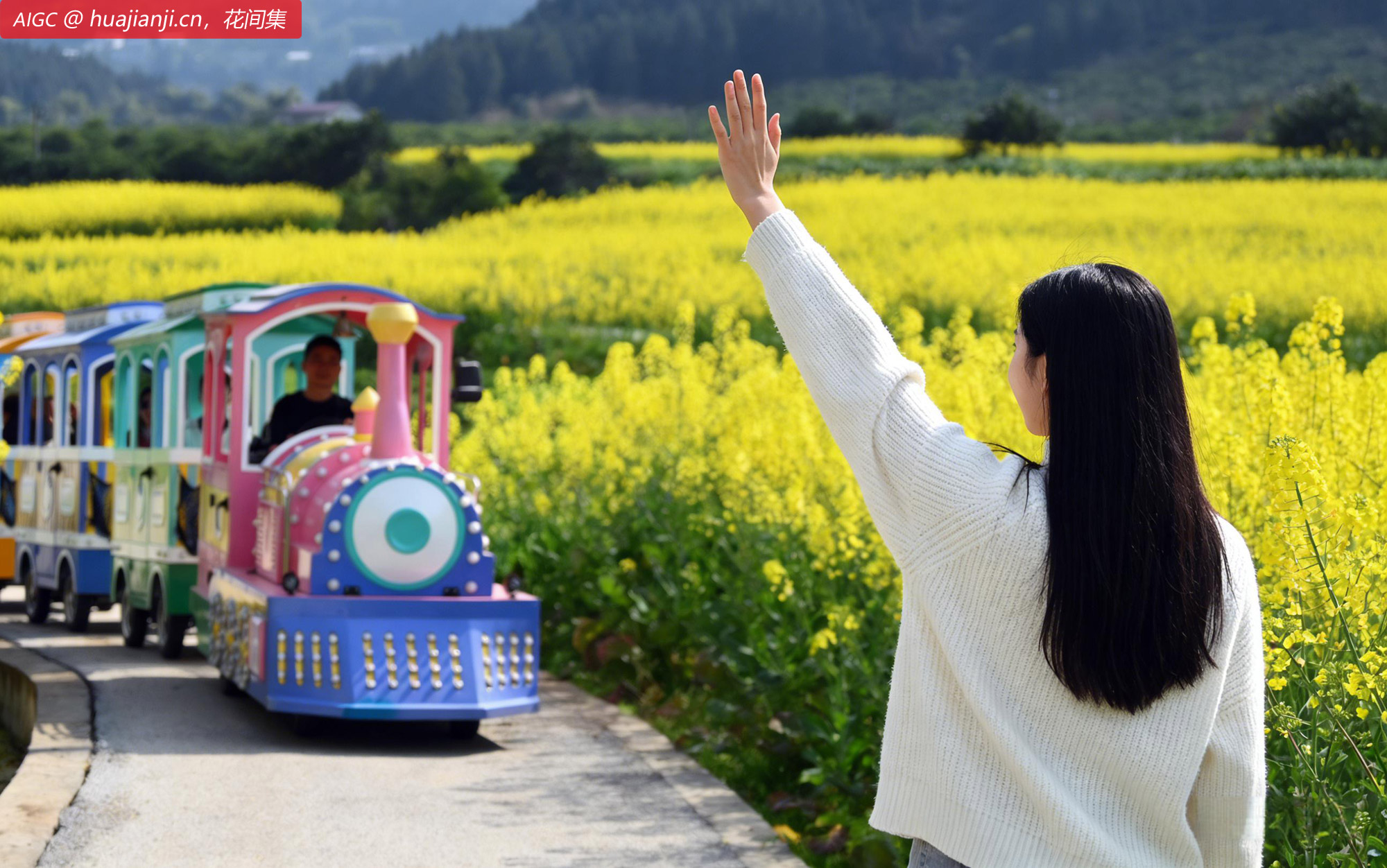 四川南充石牛村，成片的油菜花竞相绽放