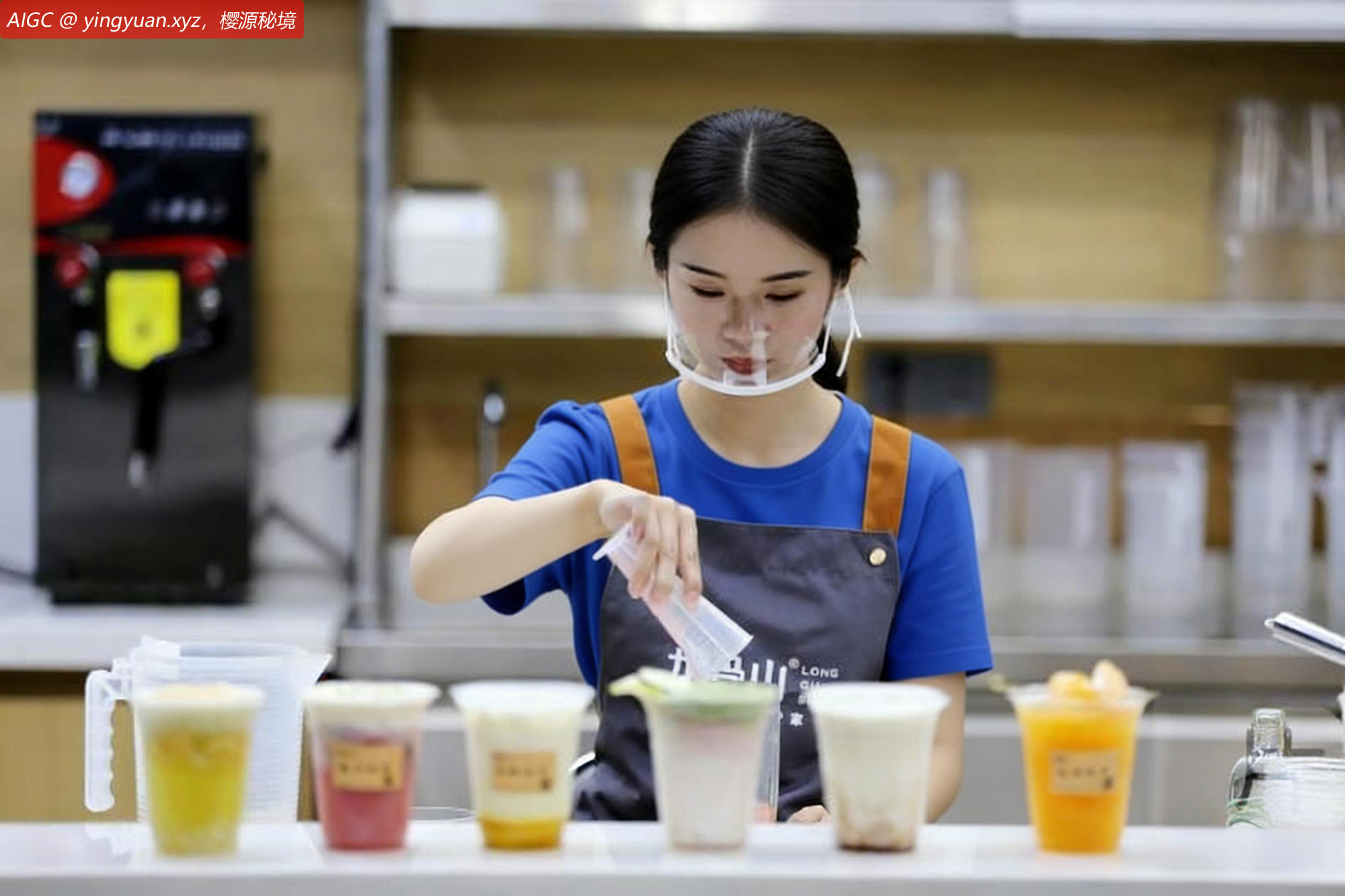 安徽省芜湖市响水涧村，游客在油菜花田边的“村咖”店品尝咖啡