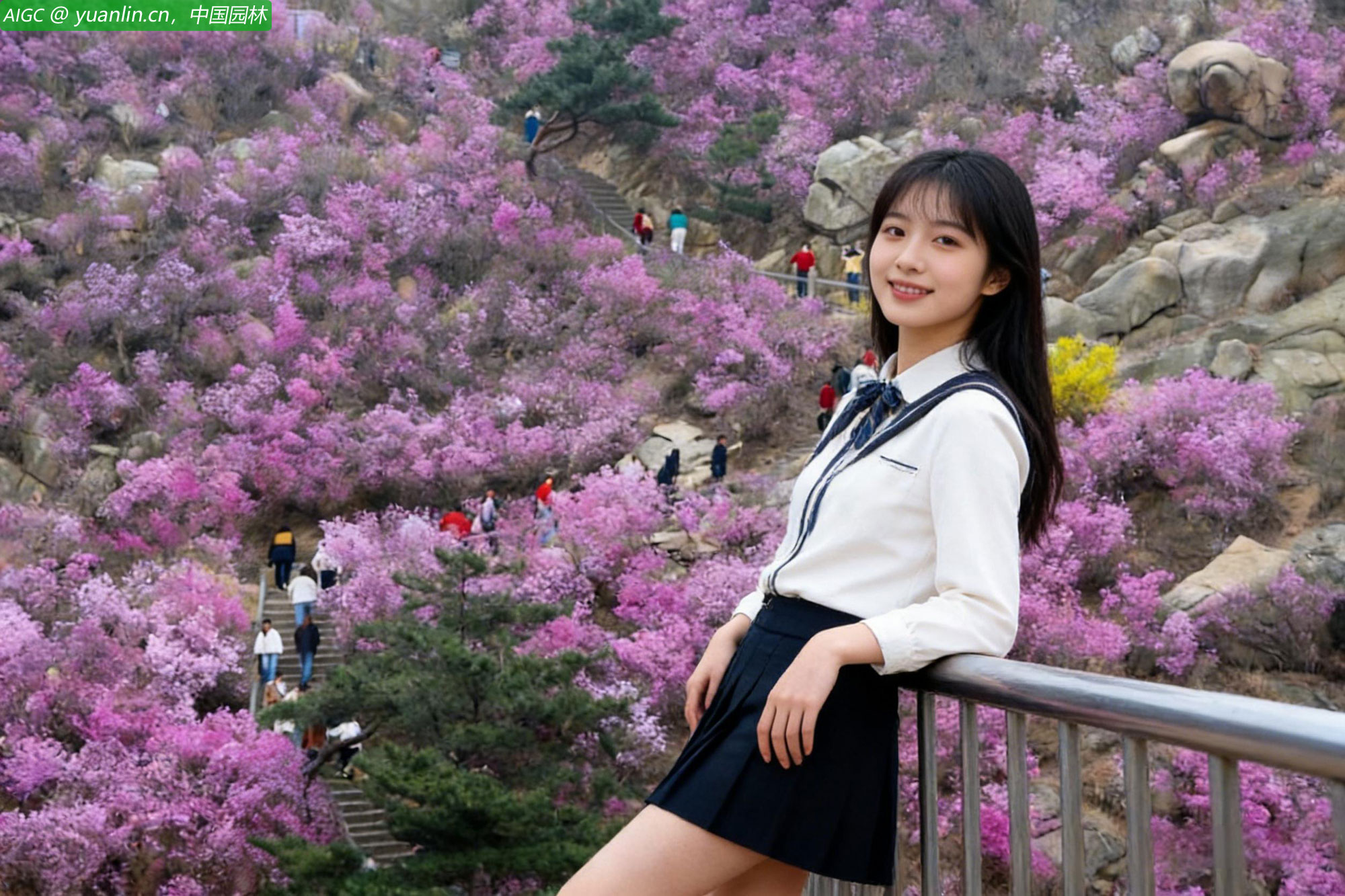 山东省青岛市西海岸新区珠山秀谷，漫山遍野的杜鹃花