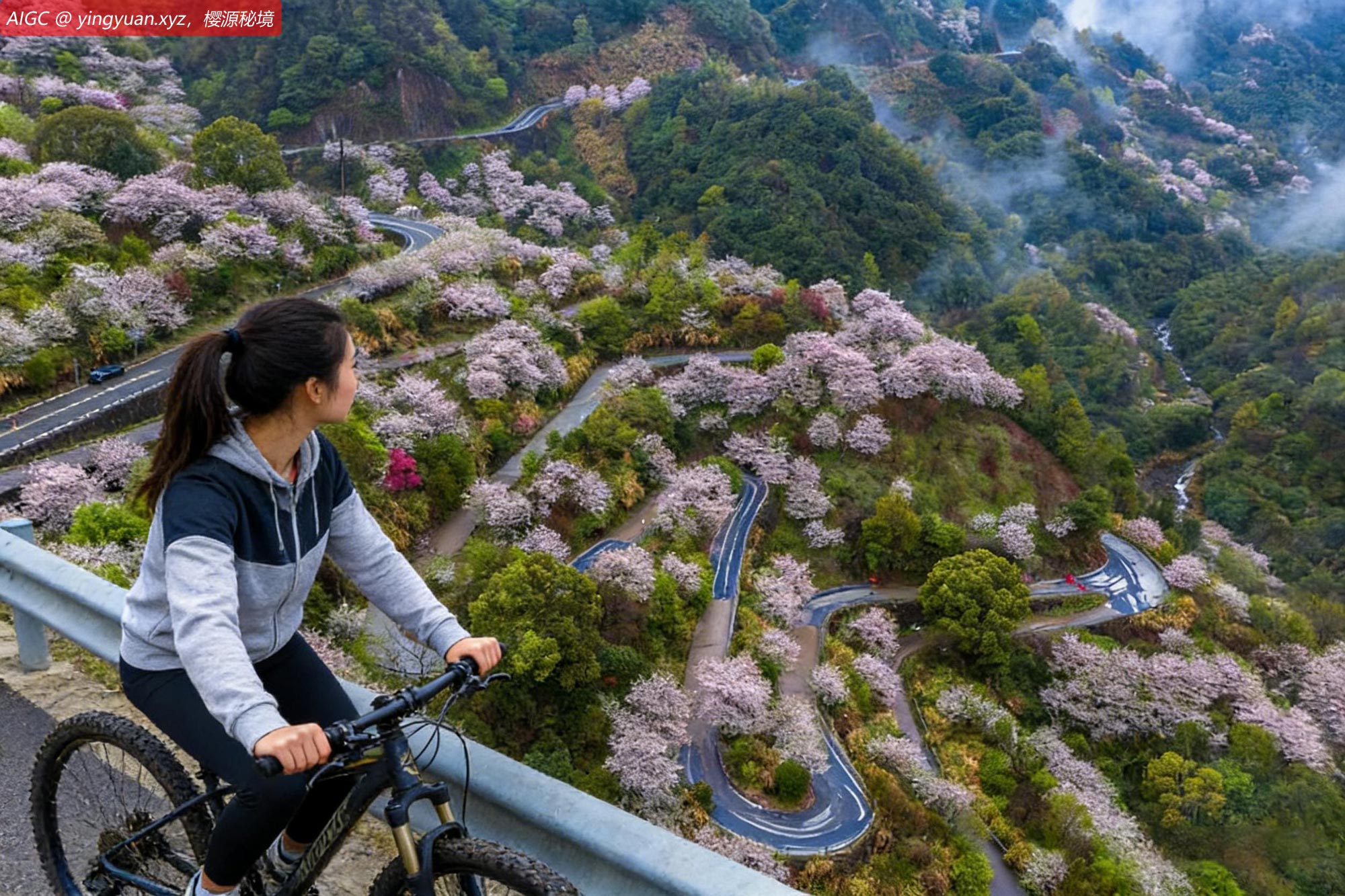 浙江宁波，四明大桥樱花盛开