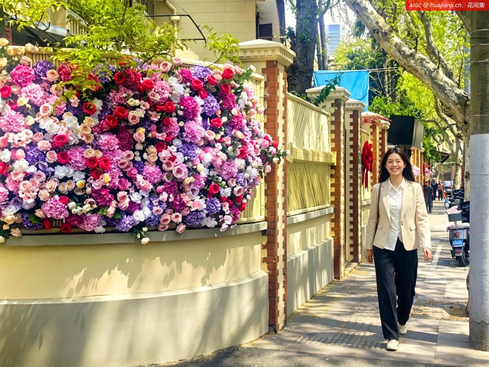 上海淡水路和合肥路街头换上了春日限定“彩妆”