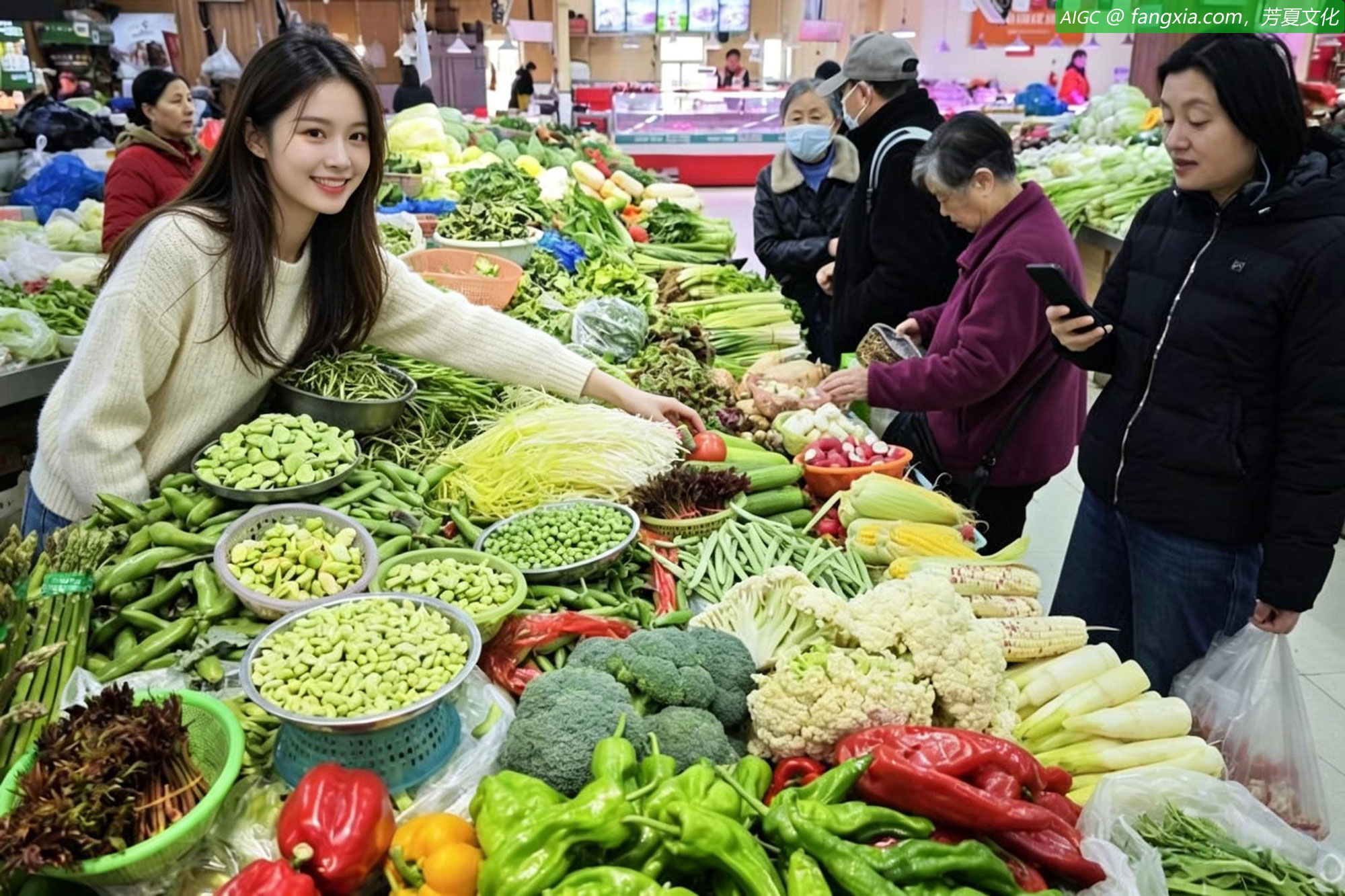 南京农贸市场蔬果丰足，市民采购秩序井然