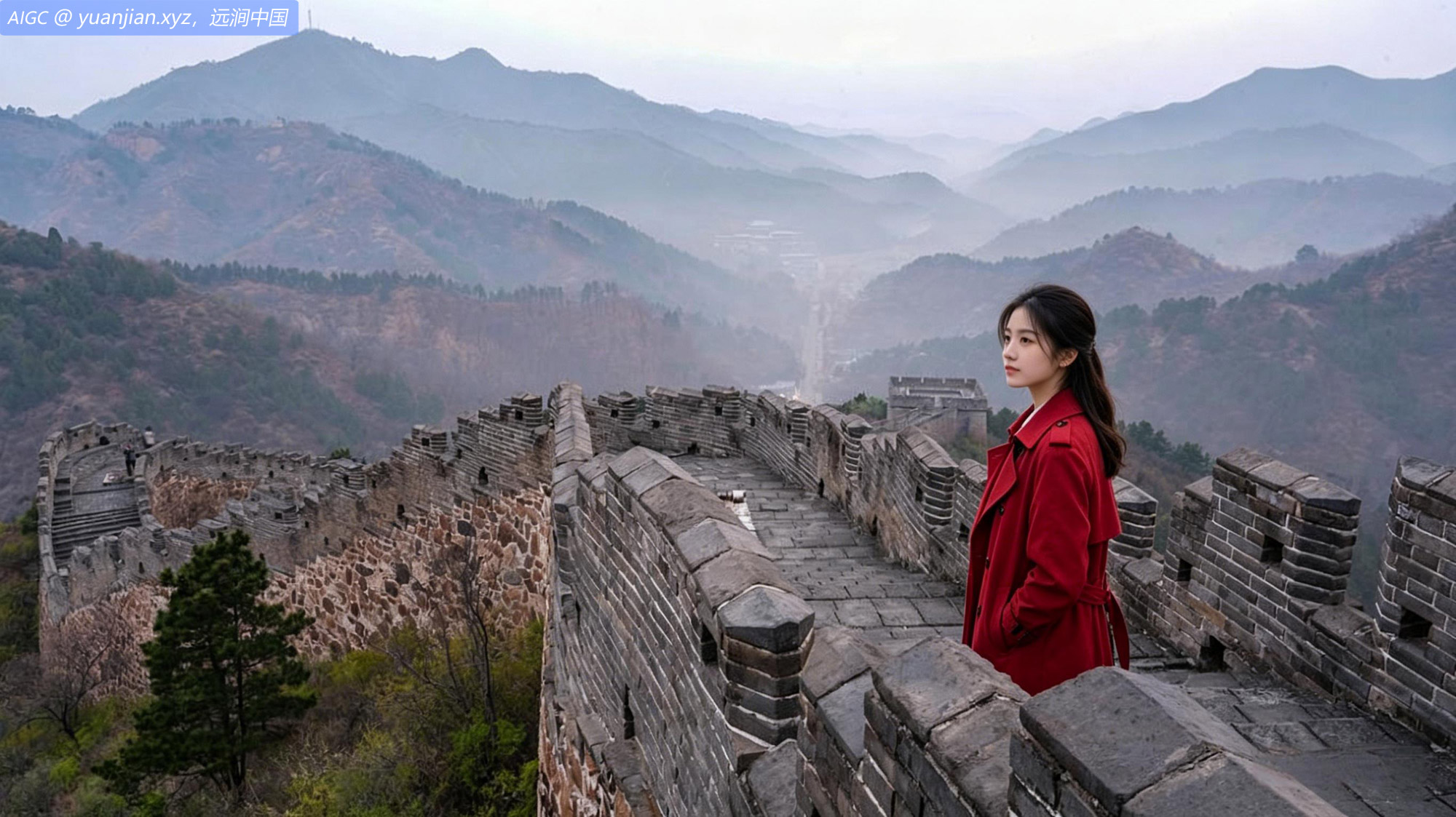 河北承德：雨后金山岭长城晨雾飘渺