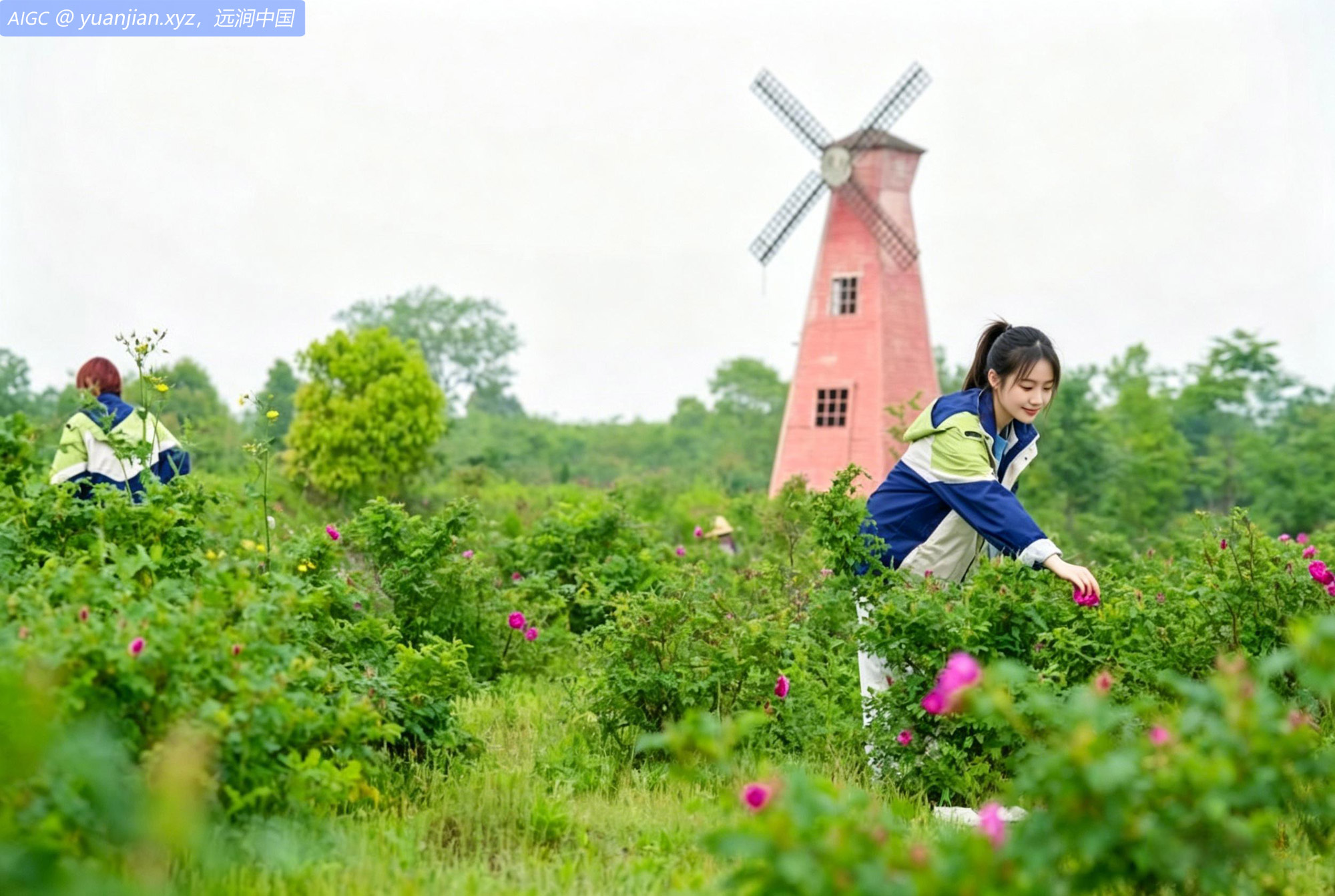 浙江省湖州市志愿者在玫瑰园基地