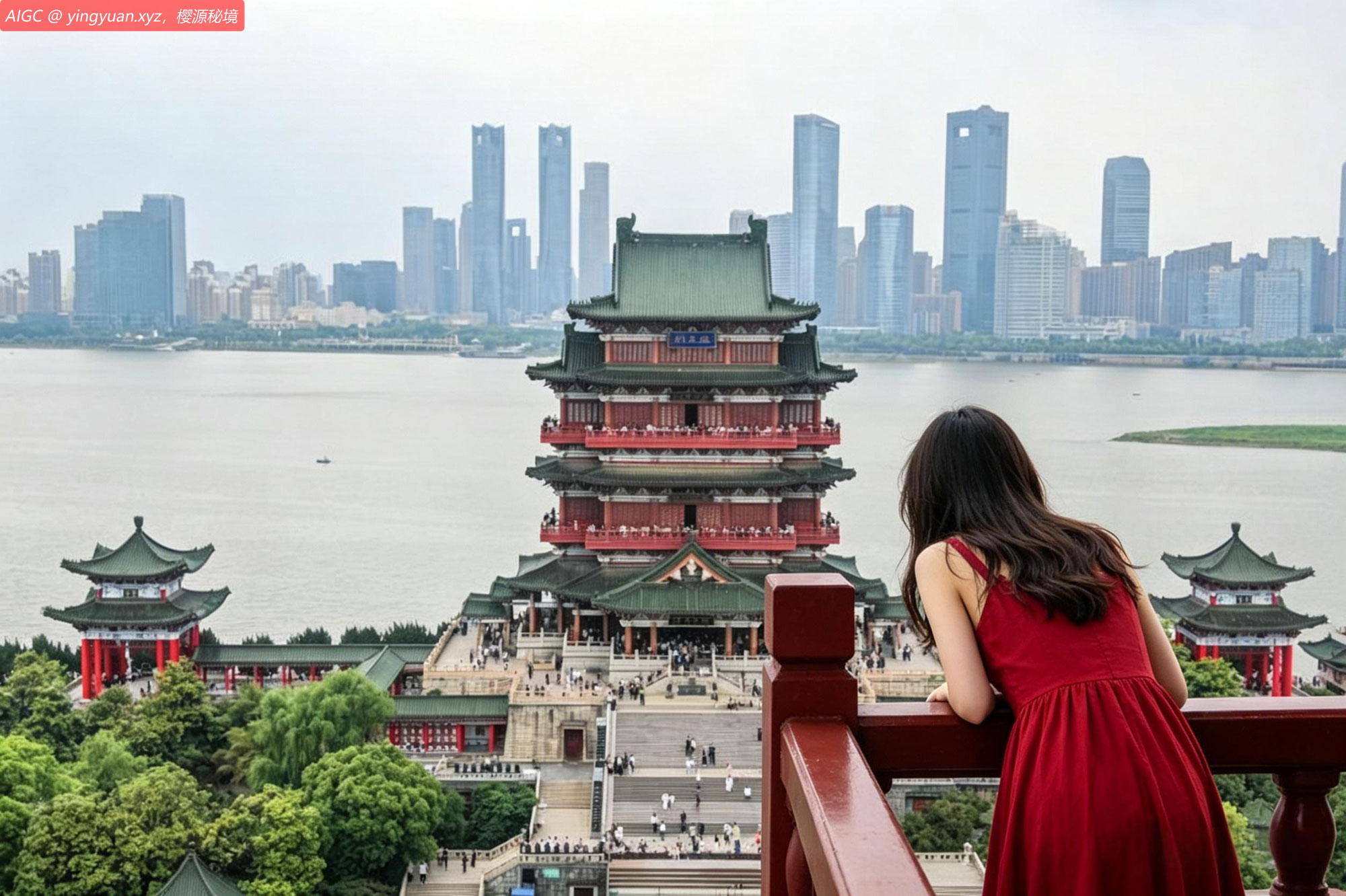 江西南昌东湖区，滕王阁迎来众多游客观光游览