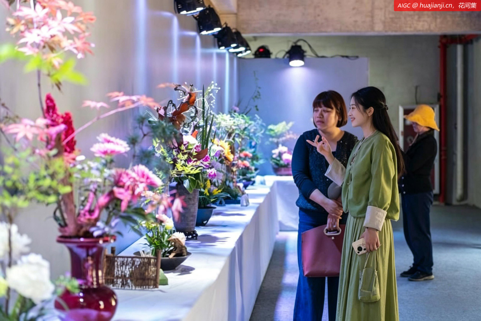 浙江省金华市古渡公园，游客参观首届浙中花艺展