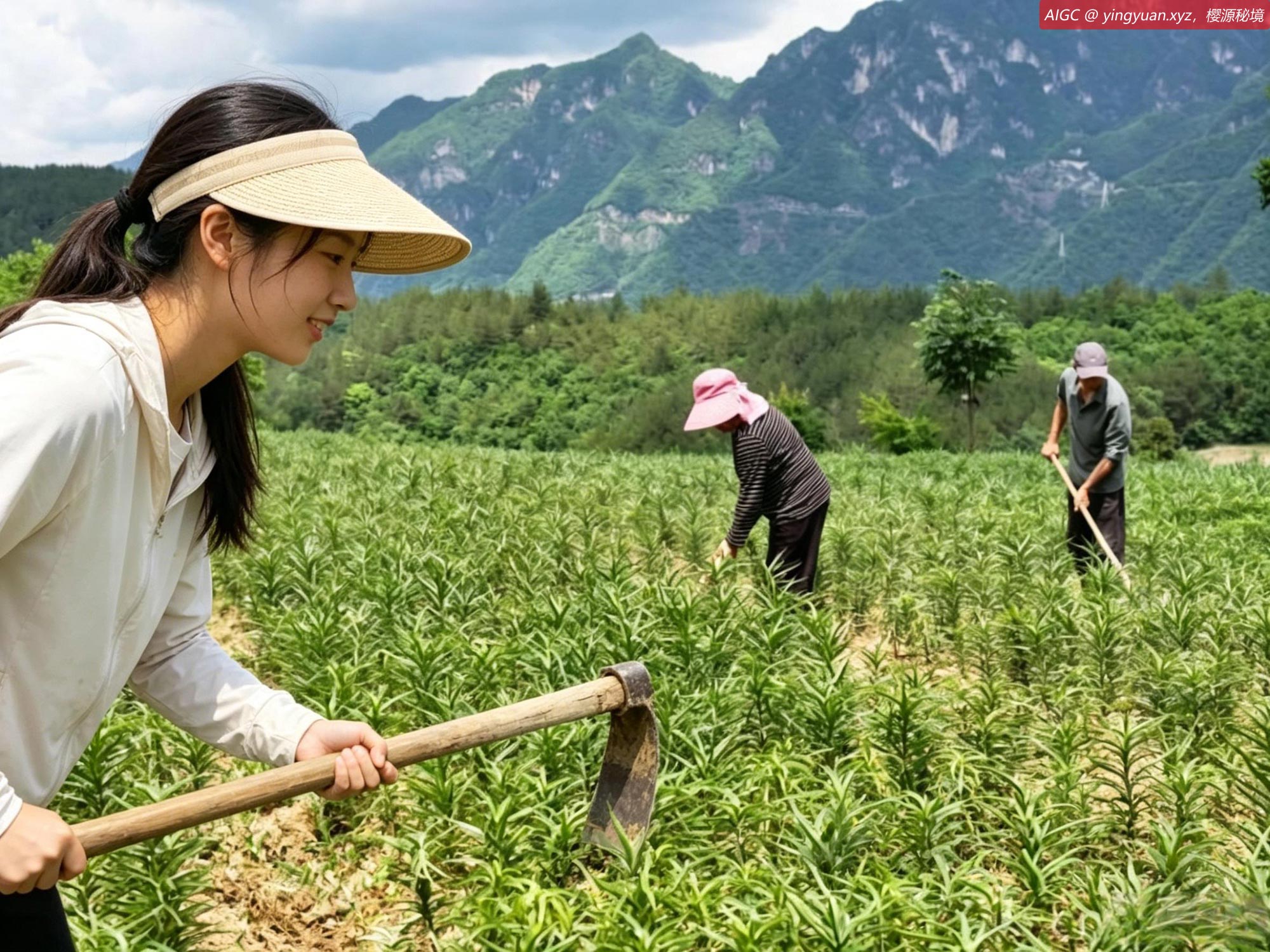 湖北省襄阳市横溪村中药材地，村民为百合幼苗除草