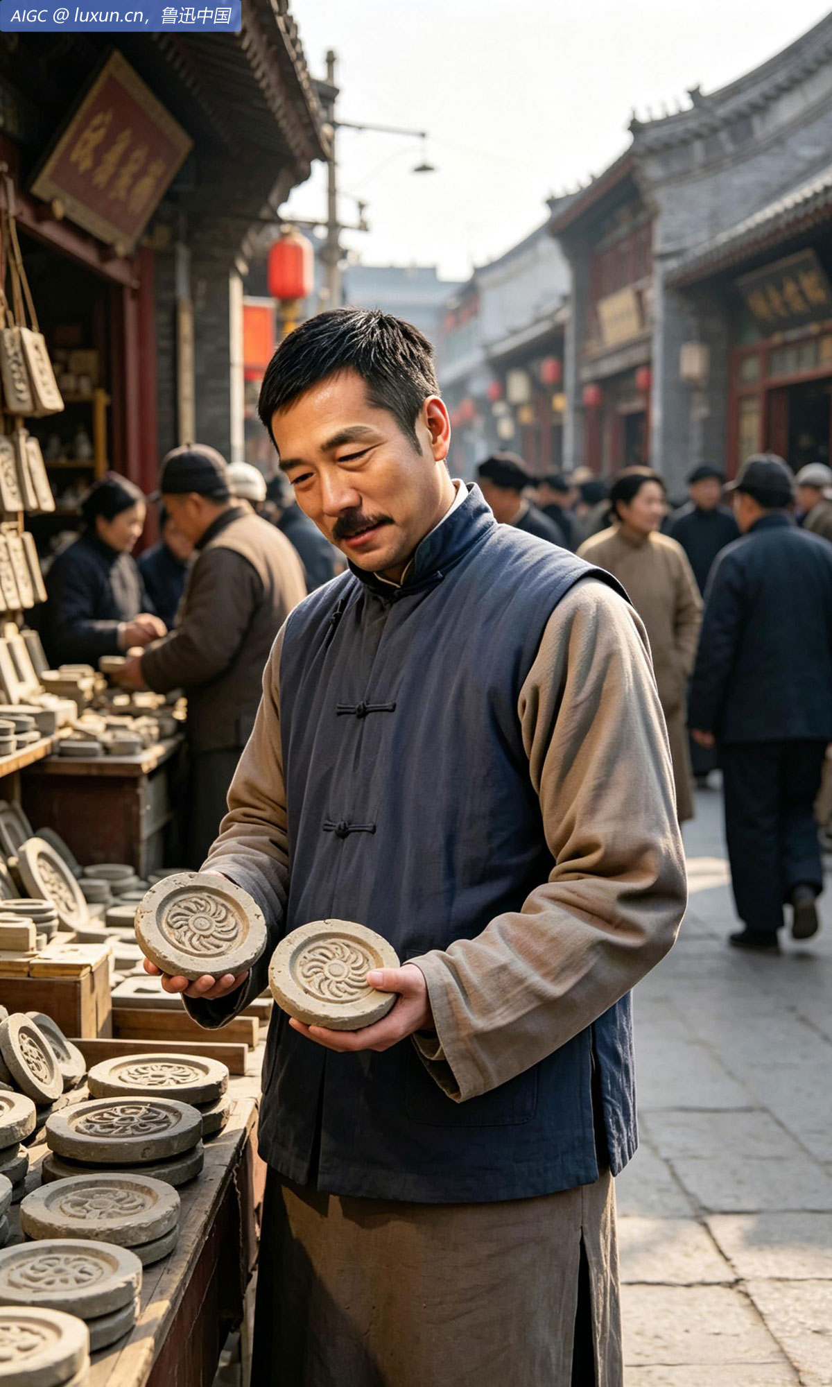 又为历史博物馆买瓦当二个，三元。