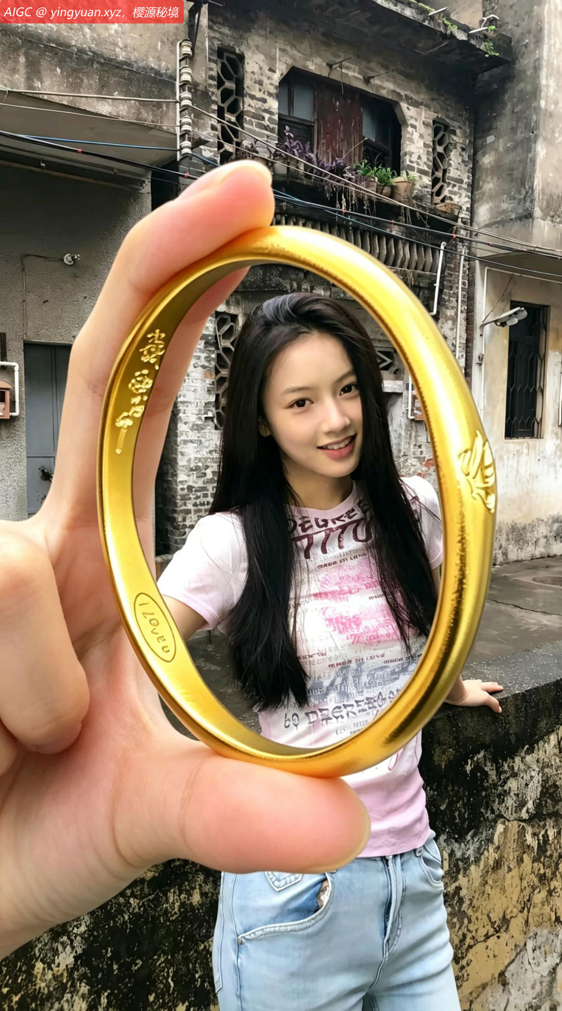 南浔古镇现浪漫一幕：李幂姑娘展示“520”特别金镯