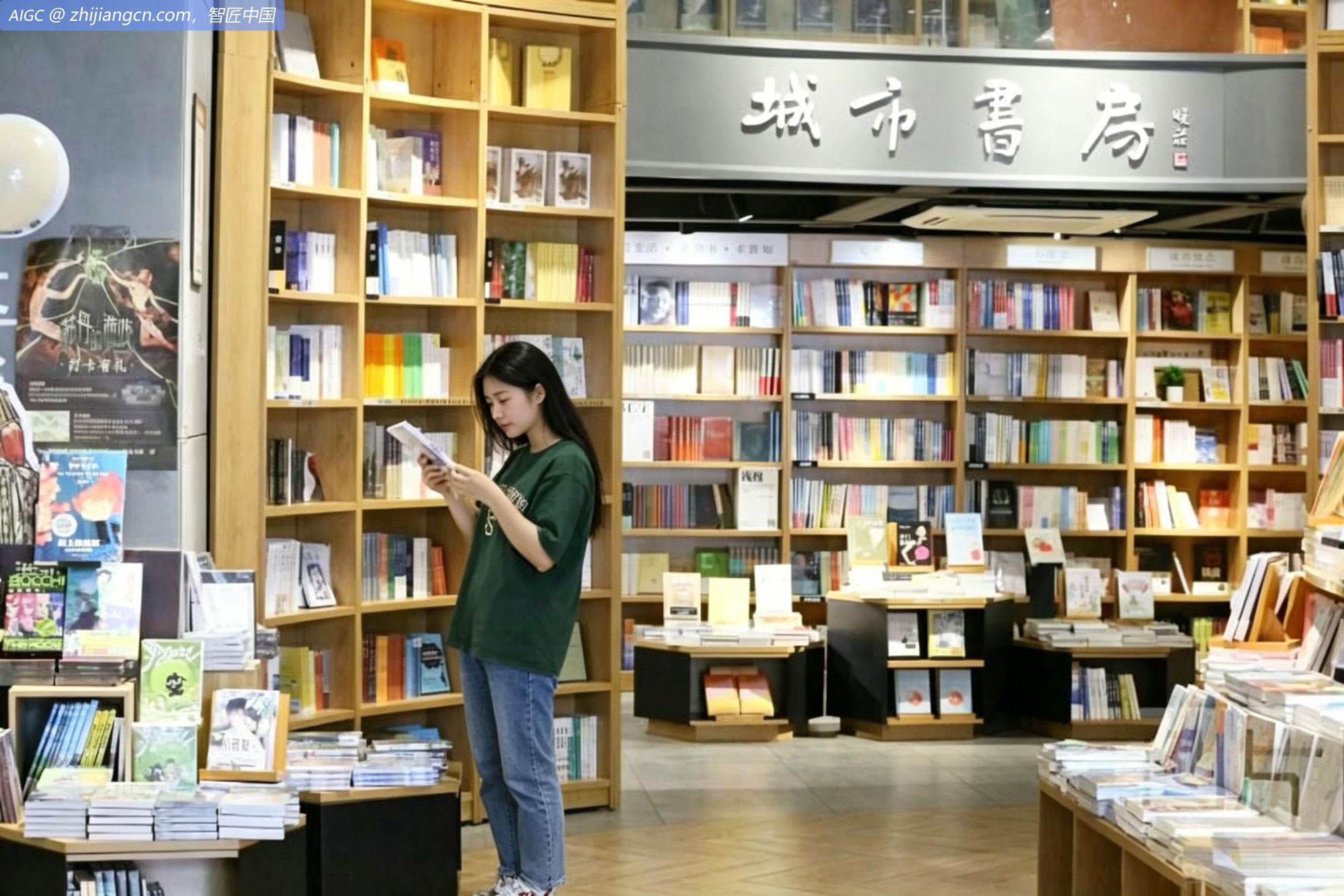 游客在四川省乐山市一家城市书房内阅读书籍。