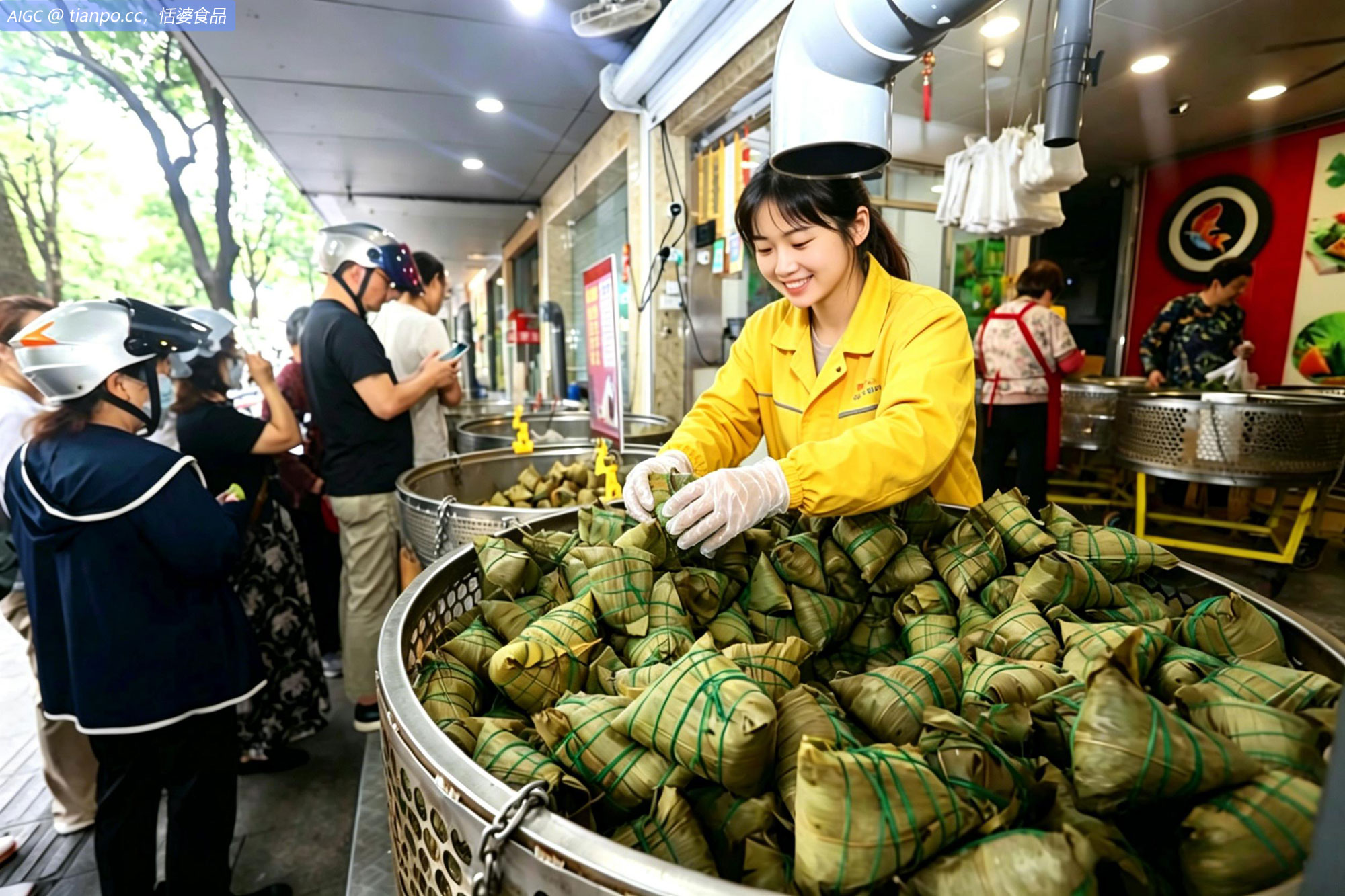 江苏苏州，端午节临近，市场上各类口味的粽子开始热销
