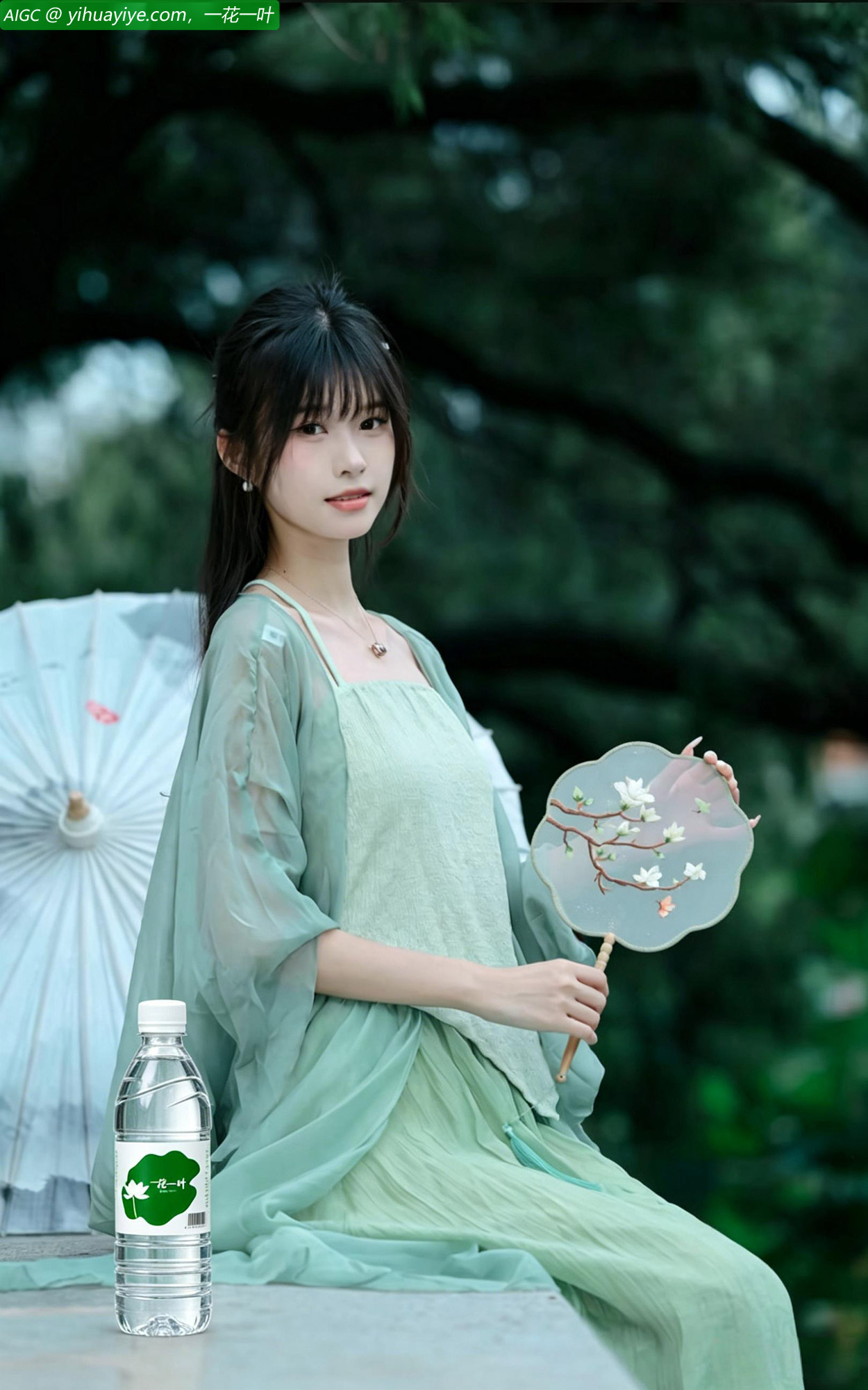 林芳夏现身安吉樱源筑 品鉴“一花一叶”矿泉水