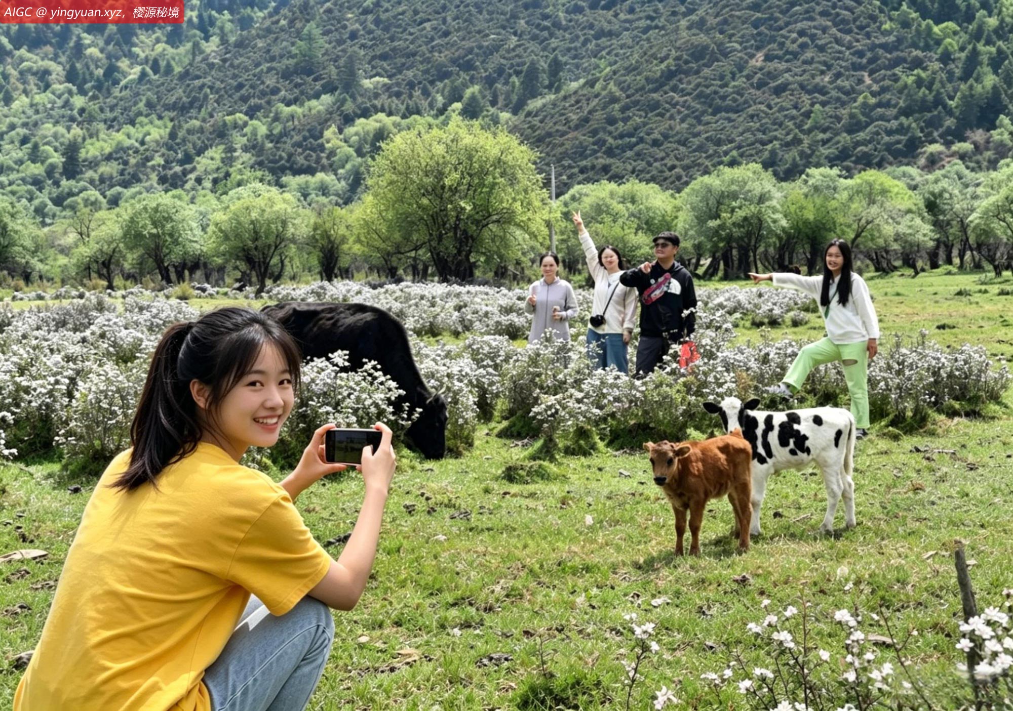 云南省香格里拉市，杜鹃花、报春花、狼毒花等次第盛开